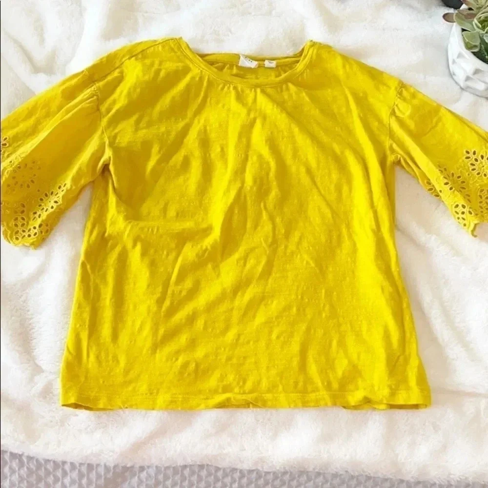 Gap Kids Girls Gold Crochet Bell Sleeve Top